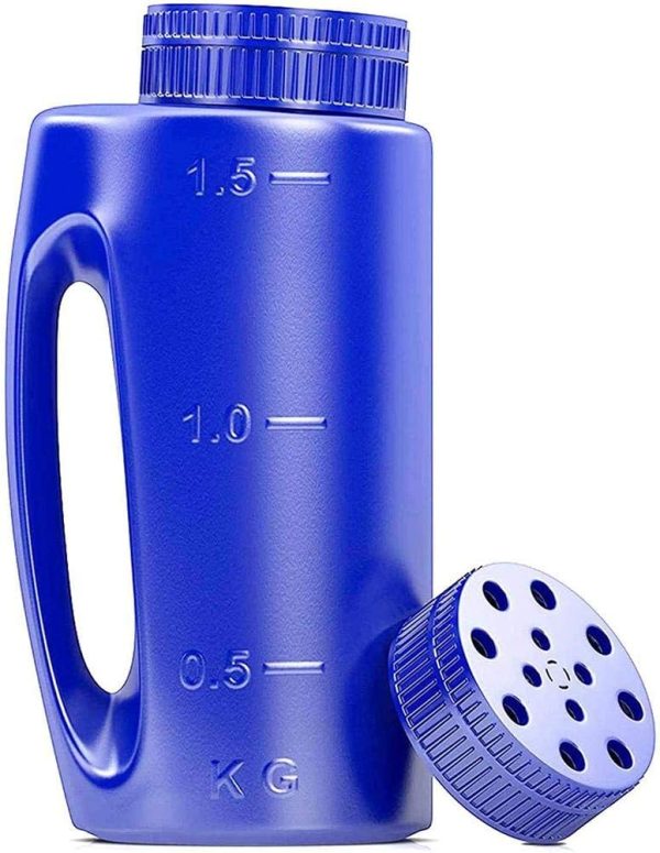 D 2L Lawn Seed Spreader, Hand Spreader Shaker Handheld Shake Dispenser for Turf Fertilizer Ice Salt Seed Grass and Garden(Blue)