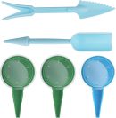 5pcs Small Garden Seed Planter Tool, Plastic Mini Garden Tool Set 2 in 1 Multifunctional Small Shovel and Adjustable Hand Seed Sower for Sowing, Planting, Loosening Soil, Transplanting (Blue)