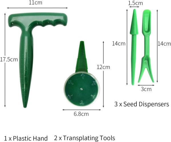 6 Pack Sowing Seeds Dispenser Set, Adjustable Garden Hand Planter Seeder Tool Flower Plant Sow Traditional Sets, Seedlings Dibber and - Image 2