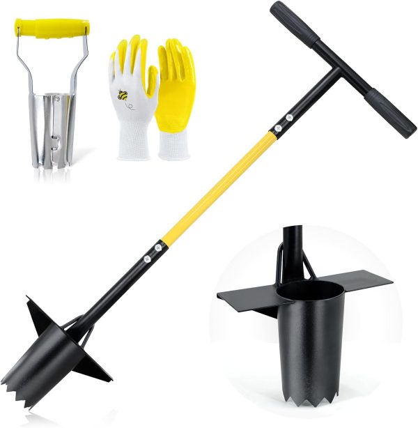3PCS Bulb Planter Tools Set, Long Handle Bulb Planting Tool and Small Flowers Transplanter Tool for Tulips, Daffodils, Lily