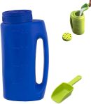 Handheld Grass Seed Spreader - 2L Ice Melt Spreader with Scoop, Fertilizer Spreader Handheld, Ice Melt Spreader with Capacity Scale, Salt Spreader for Garden Lawn Grass Planting (Blue)
