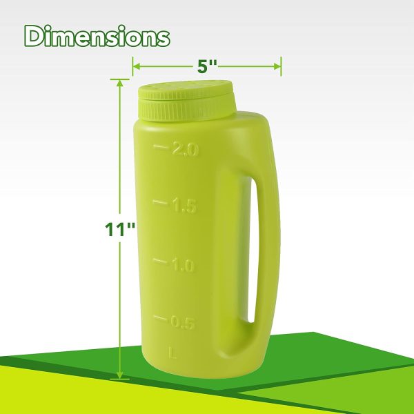 (2-Set) Mulrpose 2L Handheld Spreaders (Blue and Green) - Handheld Shakers for Seeds, Fertilizer, Salt, and More - With an Adjustable Dial for 7 Opening Modes - Includes 2 Scoops (Green) - Image 2