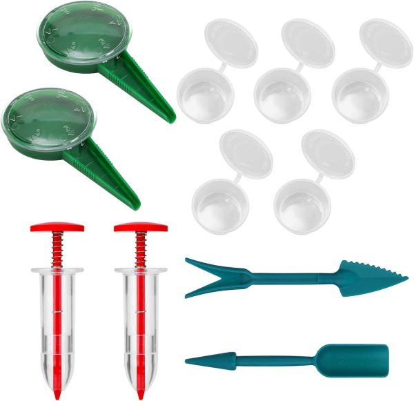 11pcs Mini Handheld Seed Spreader Kit, Plastic Small Sowing Seed Seeder Tiny Manual Planter Dispenser Seedlings Dibber and  Carrot Tool for Lettuce Grass and Spinach