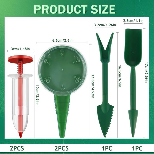 6 PCS Mini Seed Spreader, Sowing Seed Dispenser with 5 Speeds, Sowing Helper, Small Seed Planter Tool, Manual Seedlings Dibber and  Set, Seed Sower Spreader Handheld for Tiny Seeds (Red) - Image 2