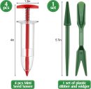 4 Pieces Mini Sowing Seed Dispenser Sower Small Seed Spreader with 2 Transplanting Tools Manual Handheld Seed Planter Mini Hand Spreader Garden Seed Planter for Carrot, Lettuce, Grass and Spinach Seed