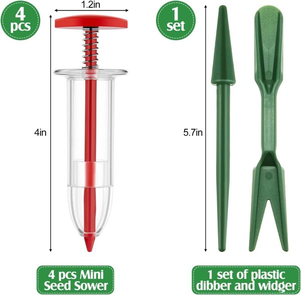 4 Pieces Mini Sowing Seed Dispenser Sower Small Seed Spreader with 2 Transplanting Tools Manual Handheld Seed Planter Mini Hand Spreader Garden Seed Planter for Carrot, Lettuce, Grass and Spinach Seed - Image 2