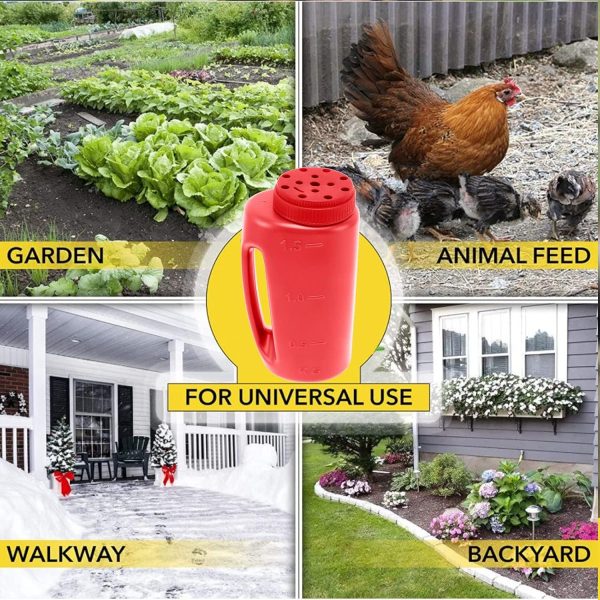 Portable Seed Spreader, Thick Plastic Functional Portable Fertilizer Spreader for Crop Spreading Pot to Melt Ice (Red) - Image 2